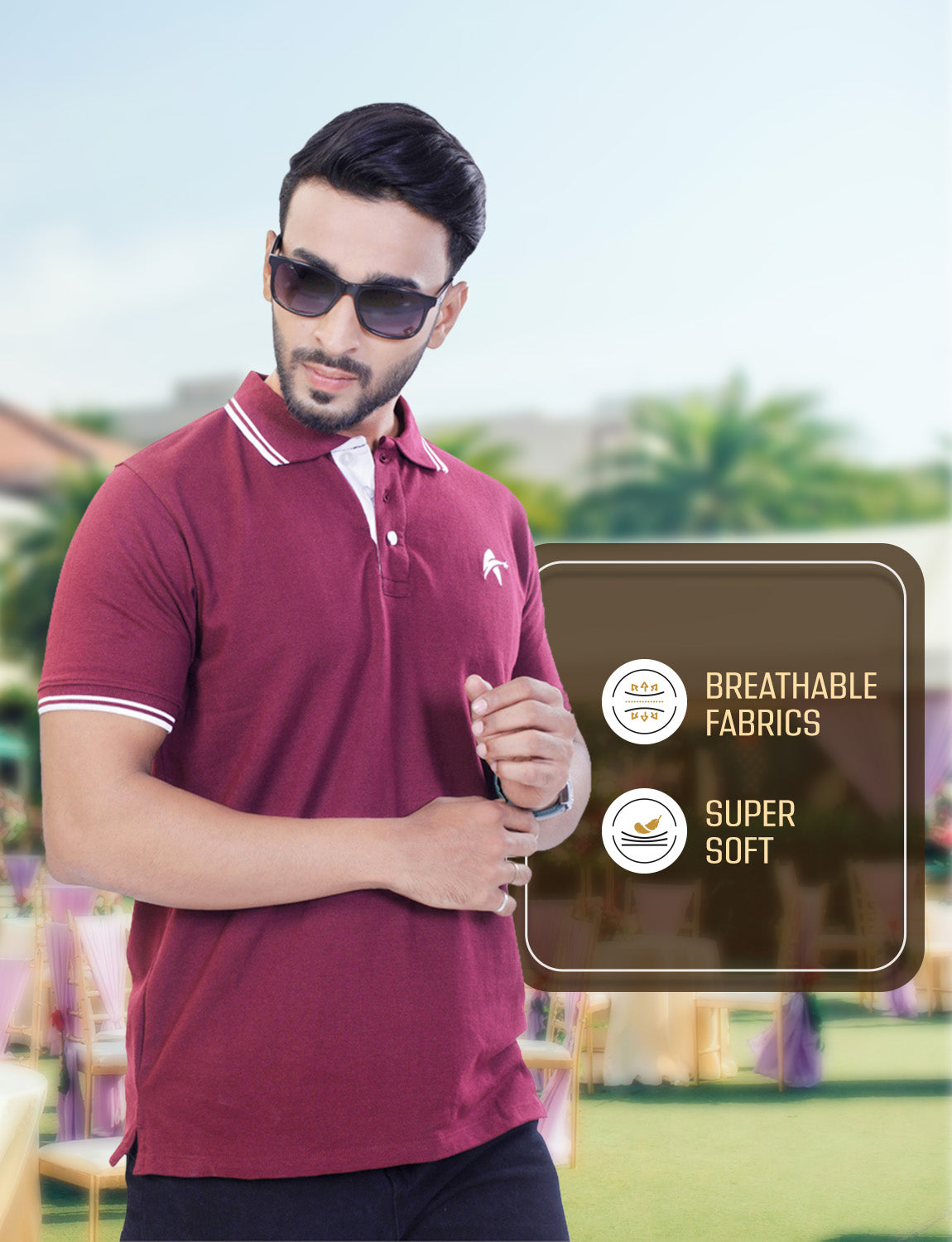 STAR ADAM Men's Polo Neck T-Shirts Combo - (Black, White, Maroon)