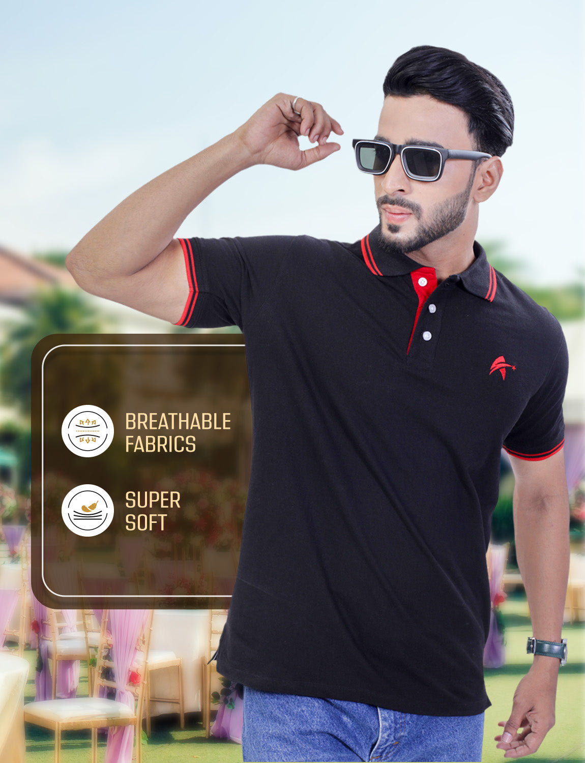 STAR ADAM Men's Polo Neck T-Shirts Combo - (Black, White, Maroon)