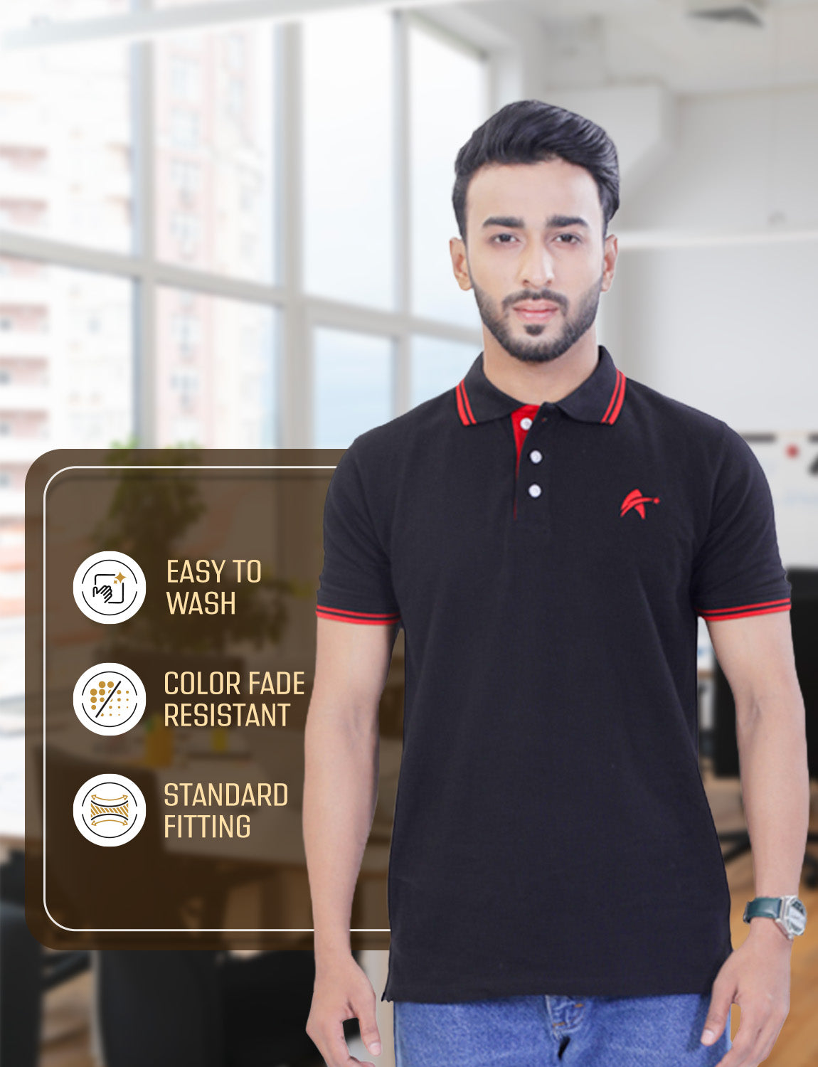 STAR ADAM Men's Polo Neck T-Shirts Combo - (Black, White, Maroon)