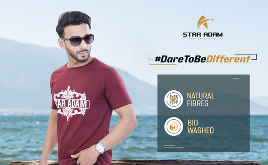 STAR ADAM Men's Maroon Round Neck T-Shirt