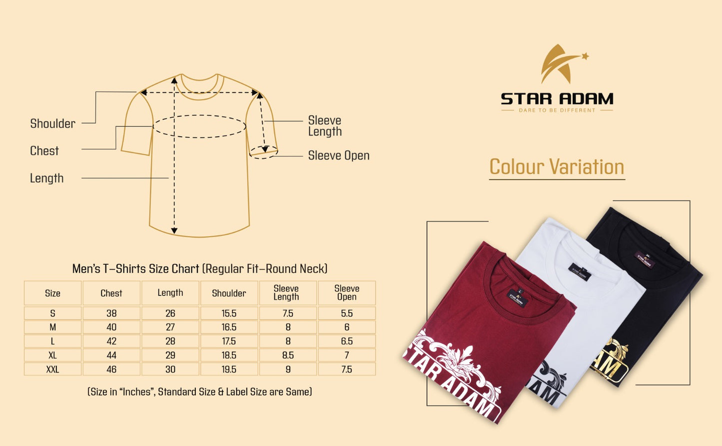 STAR ADAM Men's Maroon Round Neck T-Shirt