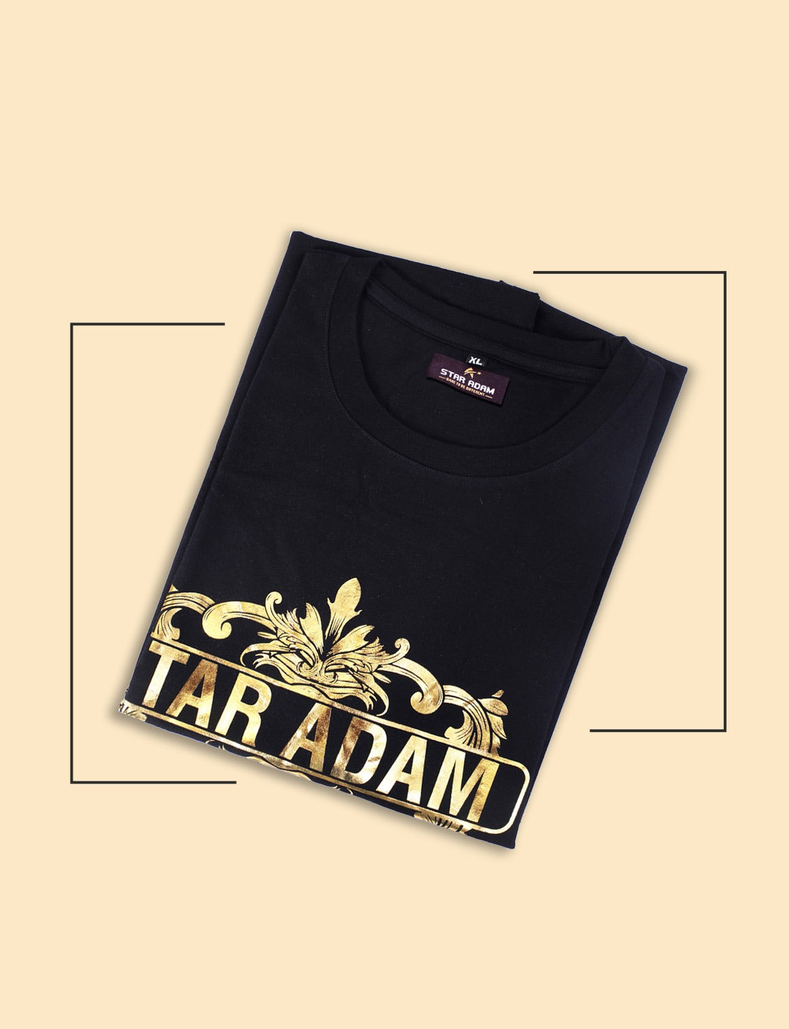 STAR ADAM Men's Black Round Neck T-Shirt