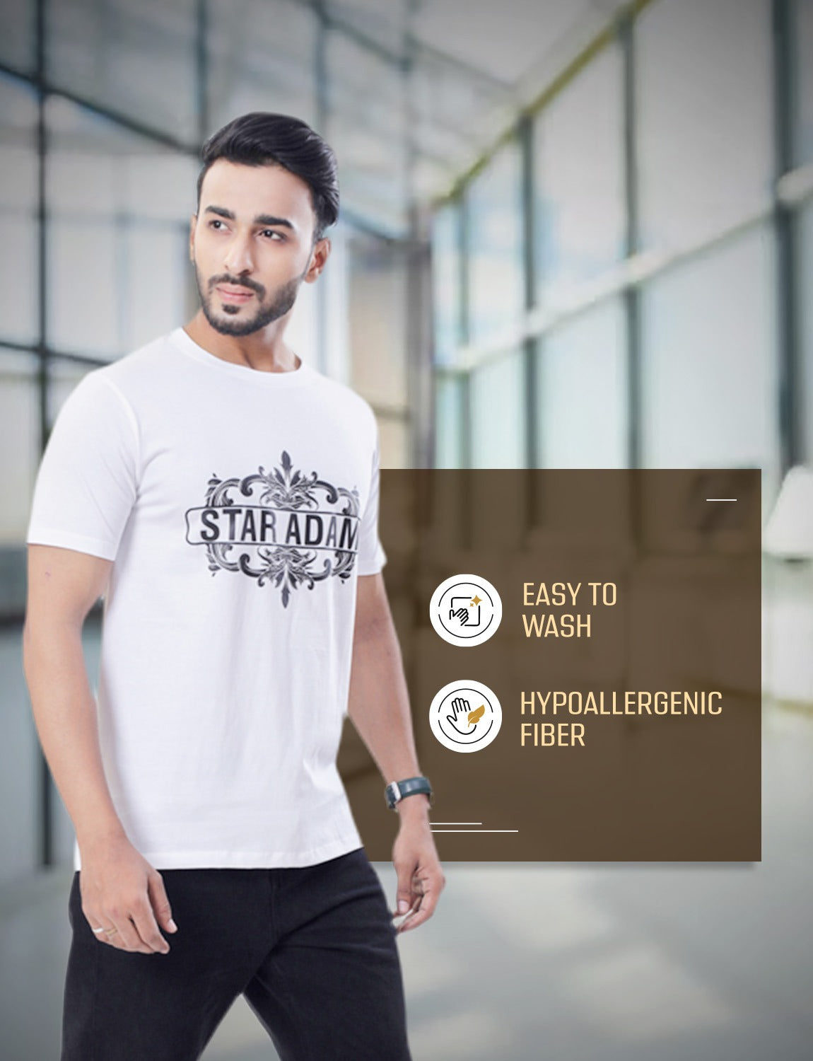 STAR ADAM Men's Round Neck T-Shirts Combo - (Black, White, Maroon)