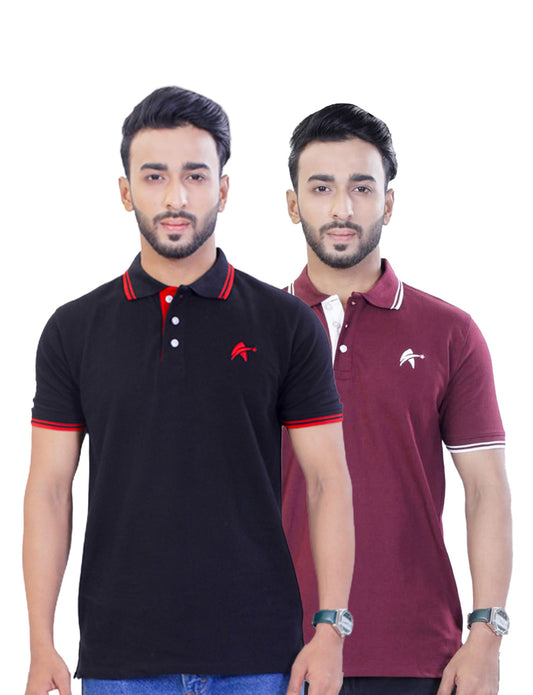 STAR ADAM Men's Polo T-Shirt Combo - (Black & Maroon)