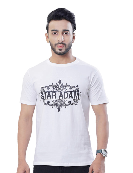STAR ADAM Men's White Round Neck T-Shirt