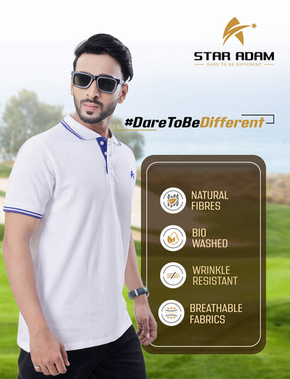 STAR ADAM Men's Polo Neck T-Shirts Combo - (Black, White, Maroon)