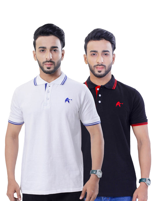 STAR ADAM Men's Polo T-Shirt Combo - (Black & White)