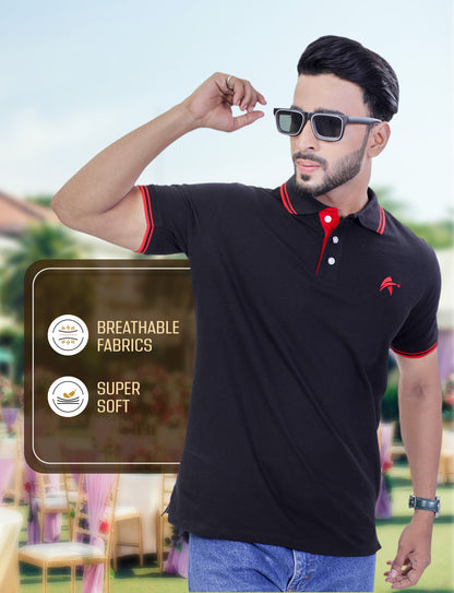 STAR ADAM Men's Polo Neck T-Shirts Combo - (Black, White, Maroon)