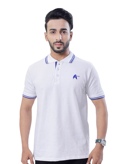 STAR ADAM Men's White Polo Neck T-Shirt