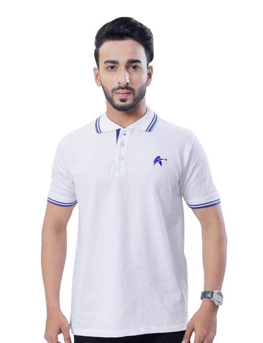 STAR ADAM Men's White Polo Neck T-Shirt
