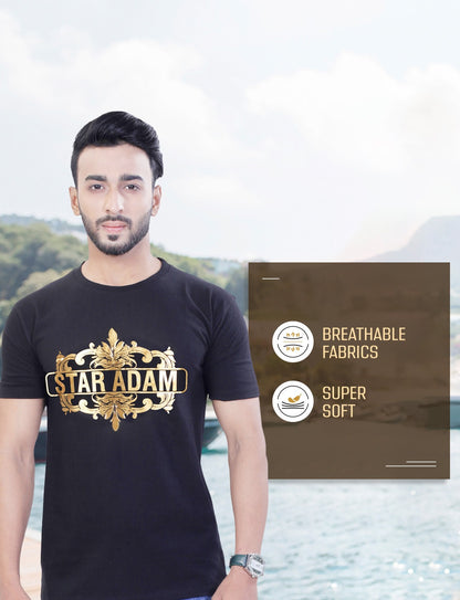 STAR ADAM Men's Round Neck T-Shirts Combo - (Black, White, Maroon)