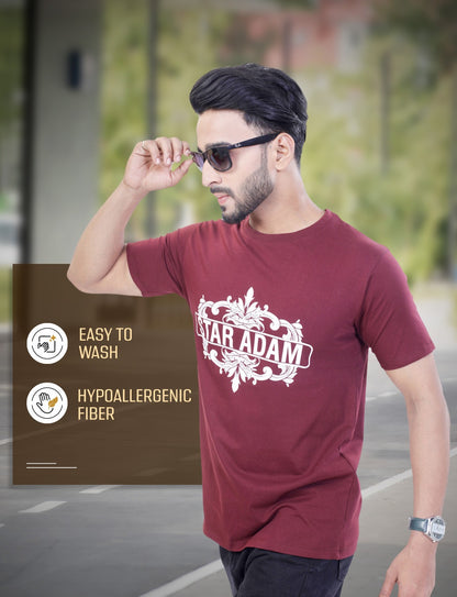 STAR ADAM Men's Round Neck T-Shirts Combo - (Black, White, Maroon)
